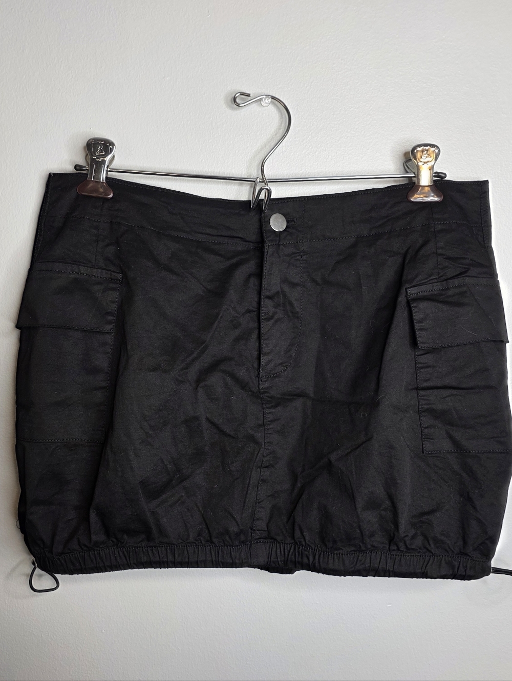 Fashion Nova Black High-Rise Mini Skirt with Snap Closure